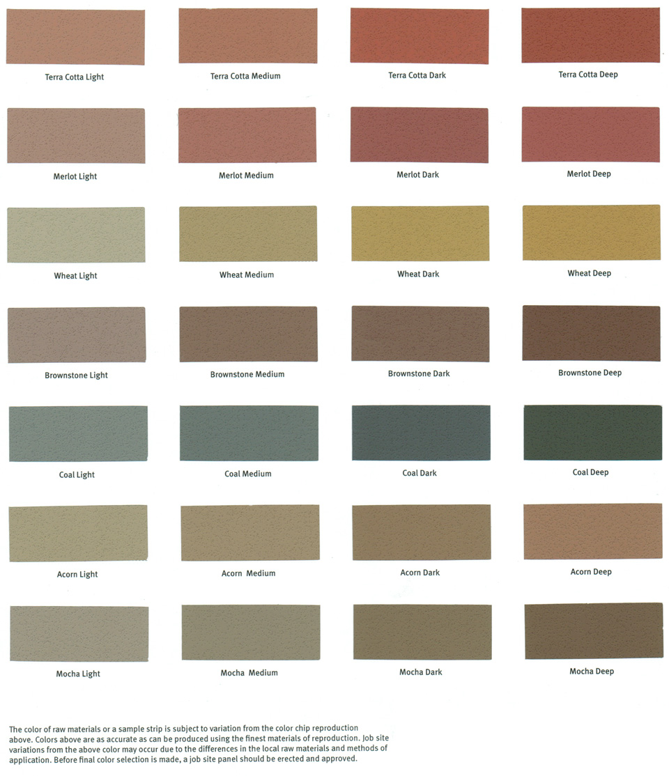 Increte Systems Color Chart